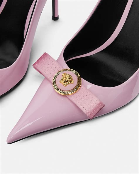 strangolino rosa e nero versace|Gianni Ribbon Slingback Pumps 110 mm .